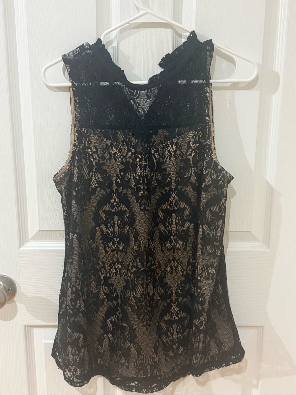 Black Lace Overlay Sleeveless Shell Top